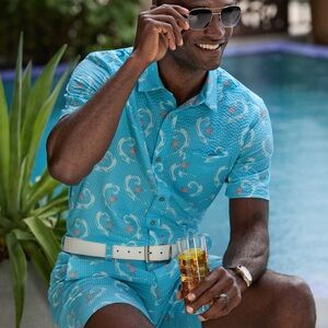 PGA Tour Blue Patterned Men's Shirt